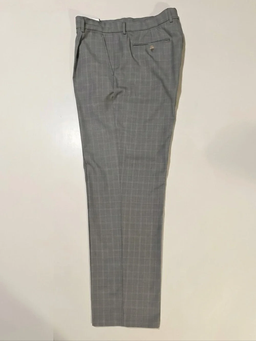 Greg Norman Men’s Grey Plaid Golf Pants 38x32 Business Casual Trousers